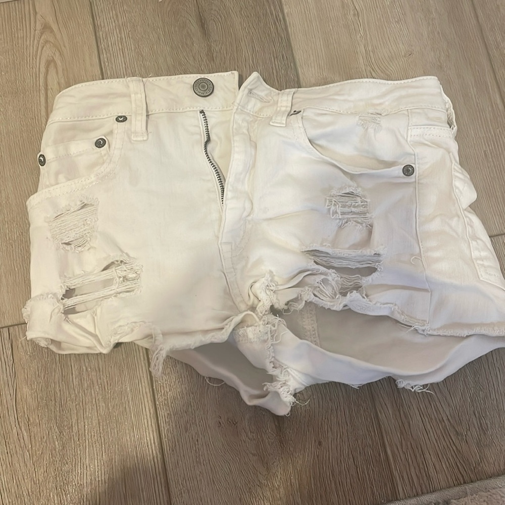 White jean shorts